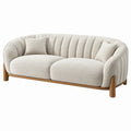 Sofa dwuosobowa 190 x 90 x 78 cm z tkaniny beżowa z drewnianą podstawą nowoczesna