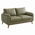 Sofa dwuosobowa 170 x 90 x 88 cm z tapicerką z imitacji skóry oliwkowa w stylu retro