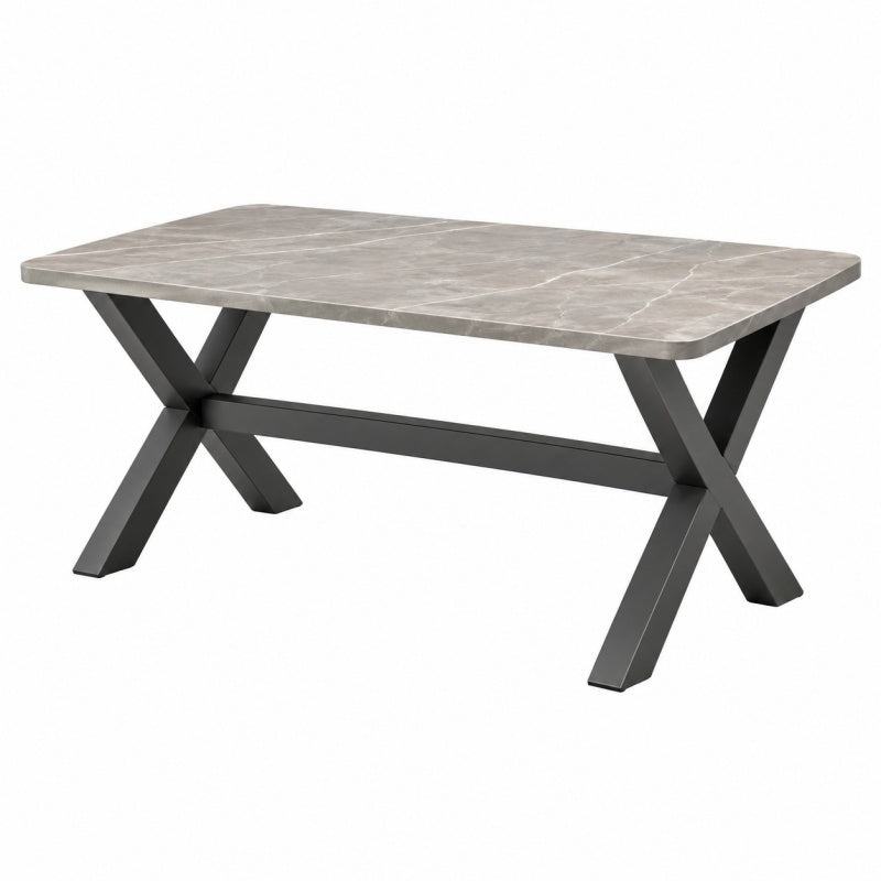 Stół jadalniany 160 x 90 x 75 cm z blatem ceramicznym szary czarny w stylu industrialnym