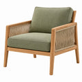 Fotel 75 x 80 x 85 cm z drewna w kolorze oliwkowym z plecionymi bokami