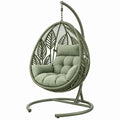 Fotel wiszący ogrodowy 105 x 95 x 195 cm zielony metalowy z plecionką w stylu boho