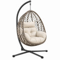 Fotel wiszący 105 x 105 x 195 cm szaro-beżowy ze stalowym stelażem do ogrodu